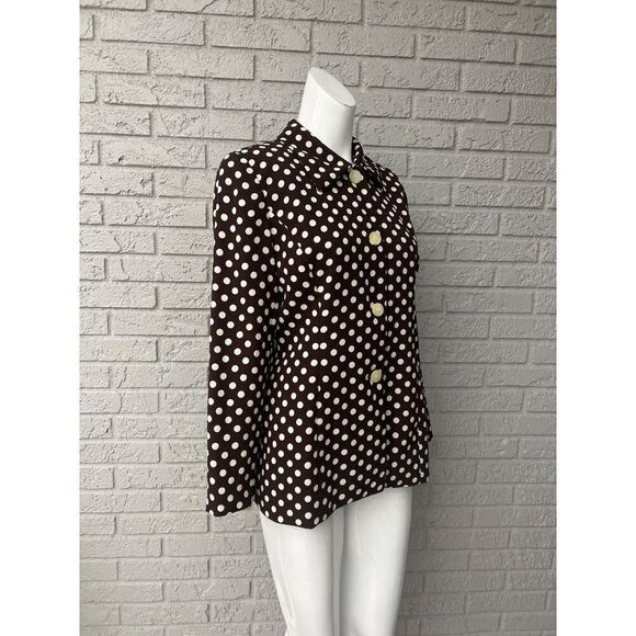 Saville Suit Women Brown/ Cream Polka Dot Blouse Size 10P - Picture 4 of 10